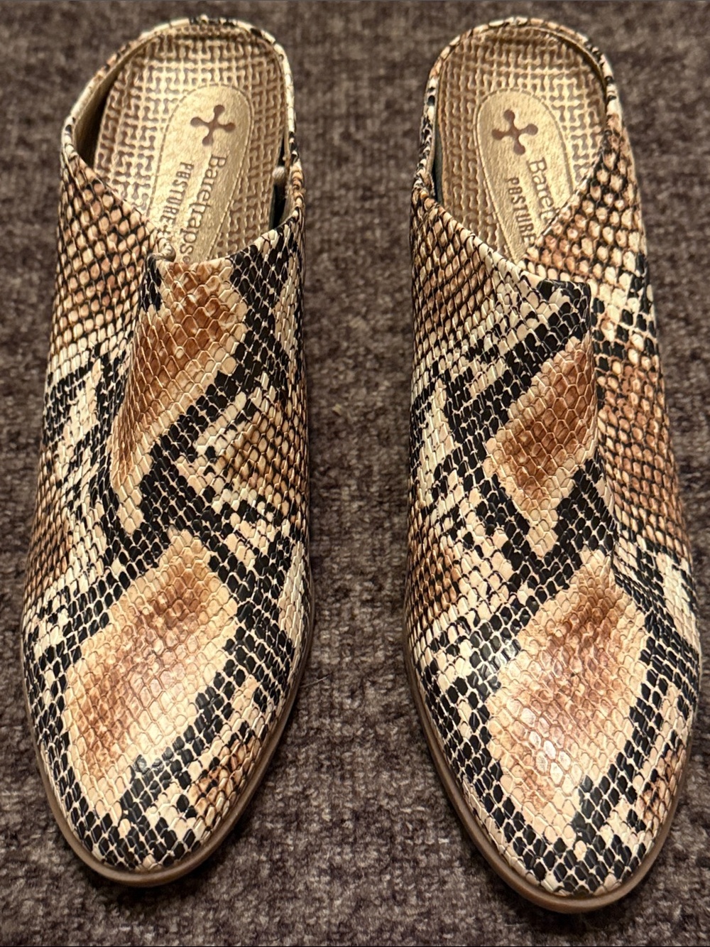 Bare traps Posture + CAITEE 7.5 Snakeskin Slip on Booties